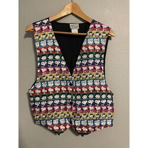 Vintage Peanuts Vest Mens Medium Large Cartoon Snoopy Comic Characters 90s